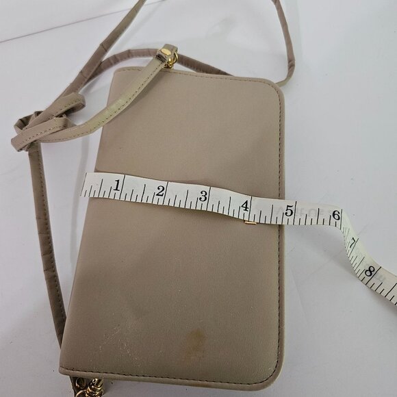 Buxton Beige Leather Crossbody Wallet Clutch‎ Purse Wristlet With Mirror 《834》M - Picture 8 of 12